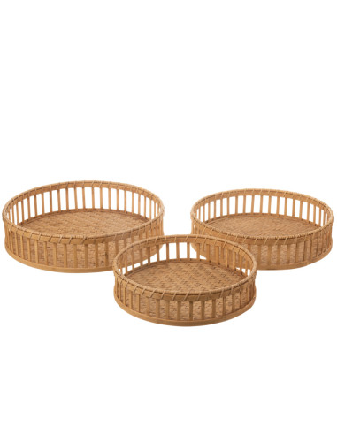BANDEJAS DE MIMBRE Y RATAN, SET DE 3