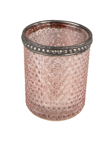 PORTAVELAS CRISTAL ROSA