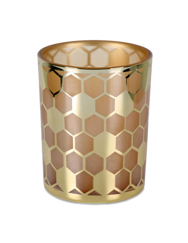 CANDELERO CRISTAL PANAL ROSA DORADO