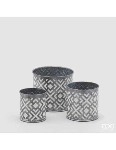 3 PORTAVELAS PLATEADO ROMBOS