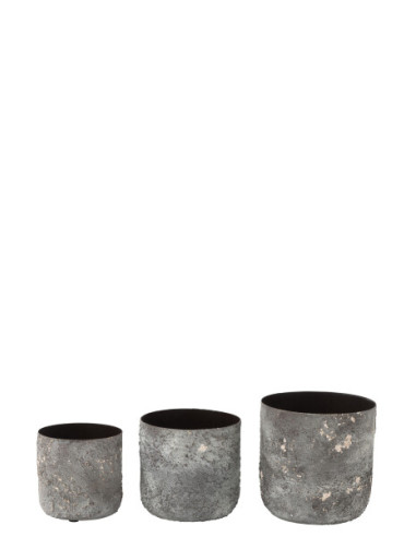 SET 3 MACETA RUGOSA METAL