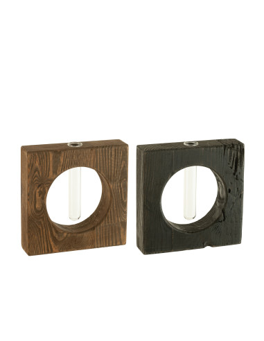 JARRON PINO Y VIDRIO MARRON Y NEGRO