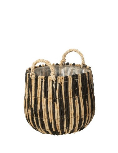 CESTA DE CAÑA NEGRO Y NATURAL S