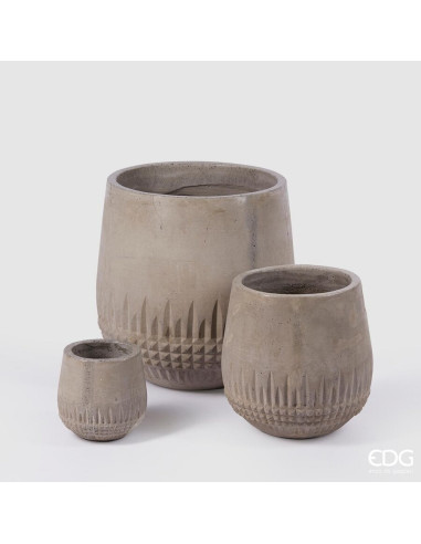 3 JARRON CEMENTO GRIS