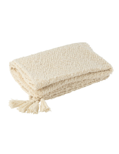 MANTA PLAID ALGODÓN CREMA