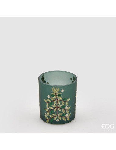 PORTAVELAS VERDE Y DORADO