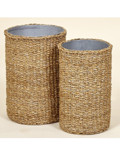CESTAS DE METAL Y PAJA NATURAL