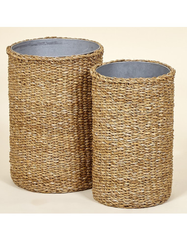 CESTAS DE METAL Y PAJA NATURAL