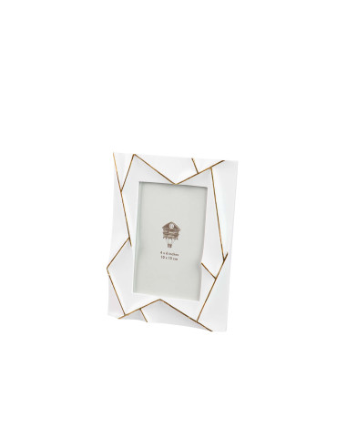 PORTAFOTOS RESINA BLANCO Y DORADO...