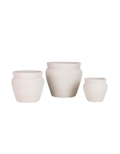 SET 3 MACETEROS CERAMICA BLANCA