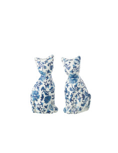 FIGURA GATOS AZUL Y BLANCO L