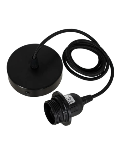 PORTALÁMPARAS NEGRO METAL Y ACRÍLICO