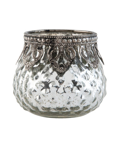 PORTAVELAS PLATEADO Ø 8x7 cm