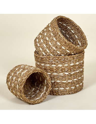 CESTAS REDONDAS PESPUNTE BLANCO