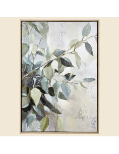 CUADRO HOJAS VERDE/GRIS
