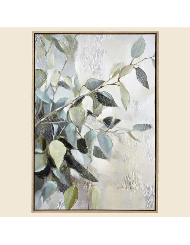 CUADRO HOJAS VERDE/GRIS