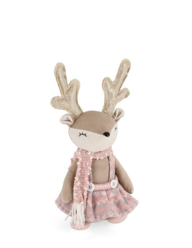 MUÑECA RENO SENTADA ROSA