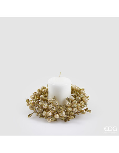 CORONA DE BAYAS CON HOJAS CHAMPAN Ø12 CM